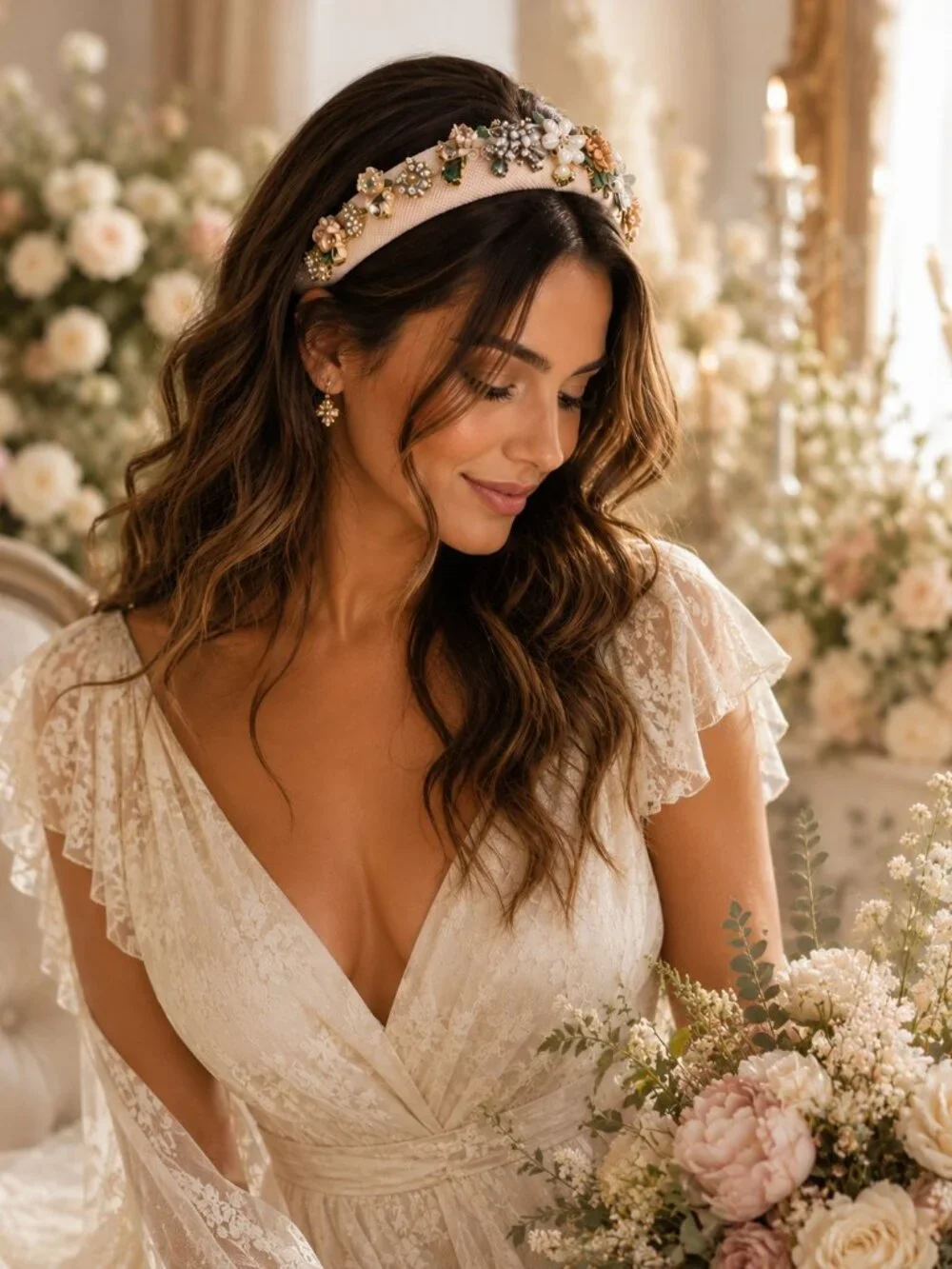 Handmade Beaded Crystal HEADBAND- One of kind, Sparkling, WEDDING Hair Accessory